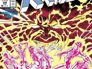 Uncanny X-Men #226 cover; pencils, Marc Silvestri; inks, Dan Green; lightning strike, skeletons, Storm, Fall of the Mutants