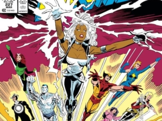 Uncanny X-Men #227 cover; pencils, Marc Silvestri; inks, Dan Green; Fall of the Mutants, Storm, Havok, Rogue, Colossus, Wolverine, Logan, Psylocke, Longshot, Dazzler