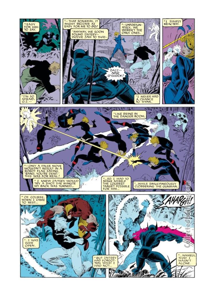 Uncanny X-Men #228, pg. 21; pencils, Rick Leonardi; inks, Terry Austin; Dazzler, Wolverine