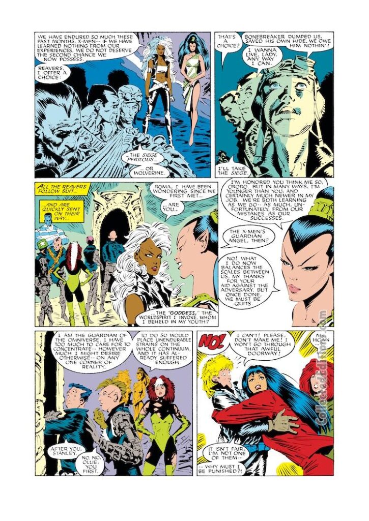 Uncanny X-Men #229, pg. 20; pencils, Marc Silvestri; inks, Dan Green; Storm, Reavers, Rogue, Bonebreaker, Roma