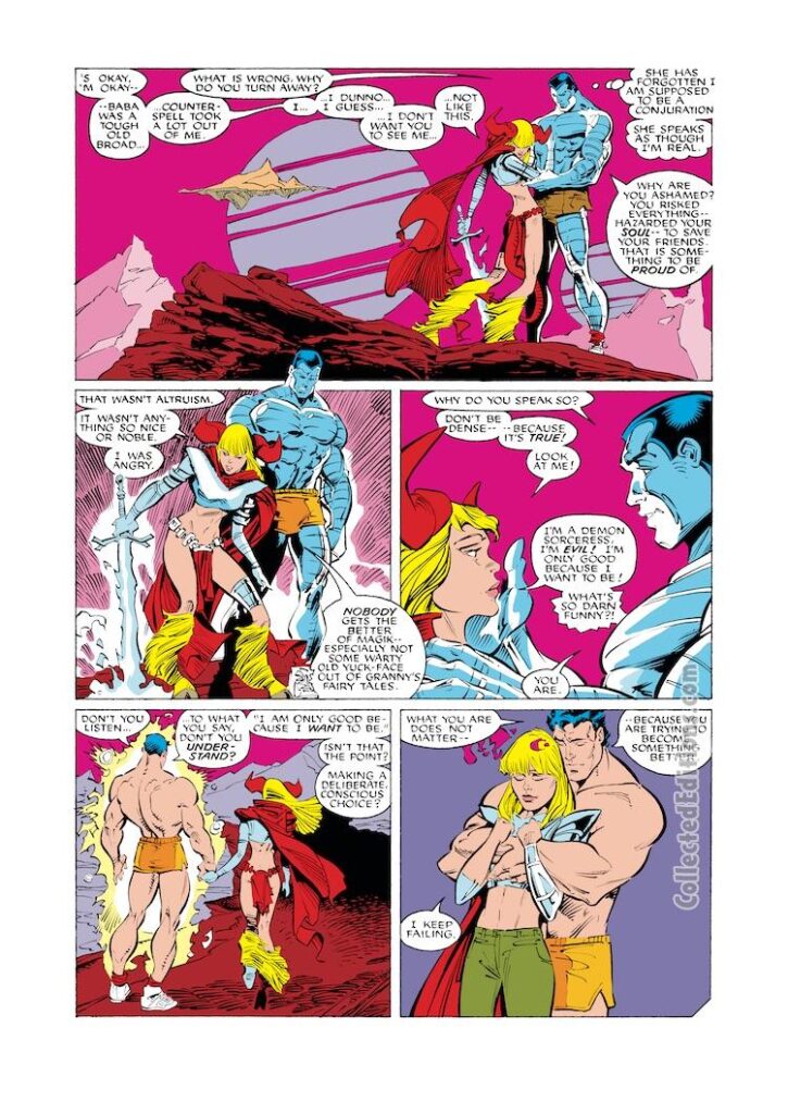 Uncanny X-Men #231, pg. 20; pencils, Rick Leonardi; inks, Dan Green; Colossus, Magik, Illyana, Soulsword