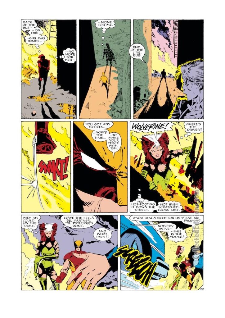 Uncanny X-Men #232, pg. 20; pencils, Marc Silvestri; inks, Dan Green; Wolverine, Rogue