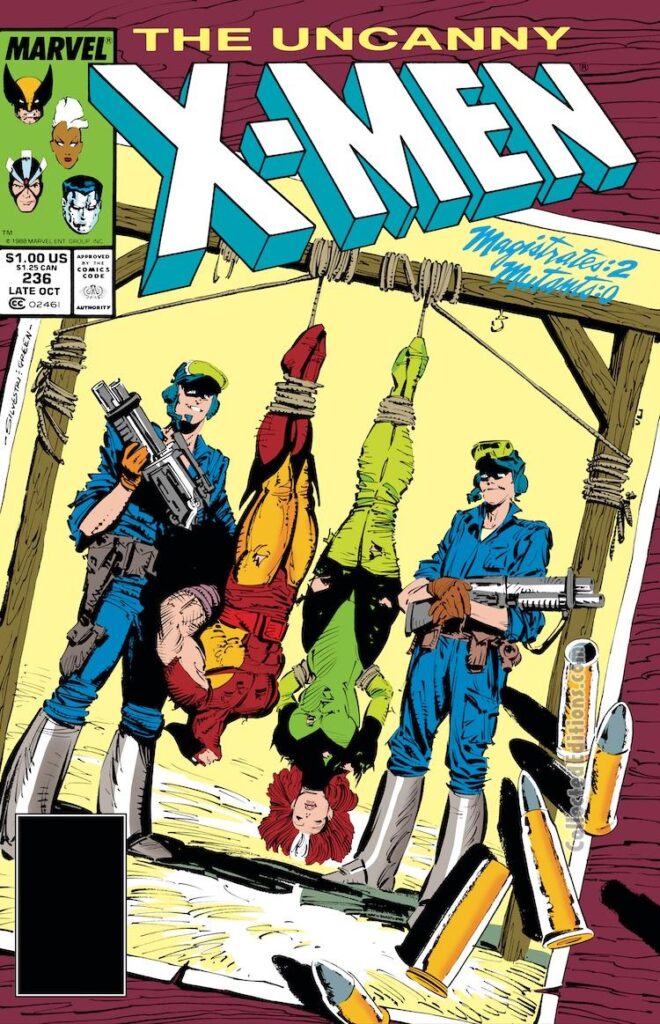 Uncanny X-Men #236 cover; pencils, Marc Silvestri; inks, Dan Green; Magistrates, Rogue, Wolverine