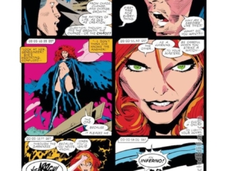 Uncanny X-Men #238, pg. 4; pencils, Marc Silvestri; inks, Dan Green; Madelyne Pryor, Goblin Queen, Mister Sinister, Inferno