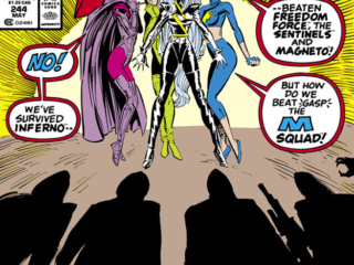 Uncanny X-Men #244 cover; pencils, Marc Silvestri; inks, Dan Green; No, we&rsquo;ve survived Inferno, beaten Freedom Force, the Sentinels, and Magneto, M Squad, Storm, Psylocke, Rogue, Dazzler