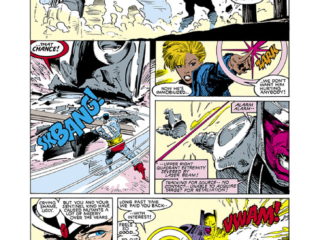 Uncanny X-Men #247, pg. 5; pencils, Marc Silvestri; inks, Dan Green; Sentinels, Dazzler, Havok