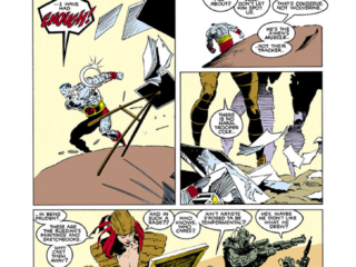 Uncanny X-Men #249, pg. 8; pencils, Marc Silvestri; inks, Dan Green; Colossus, Australia outback, Reavers, Lady Deathstrike