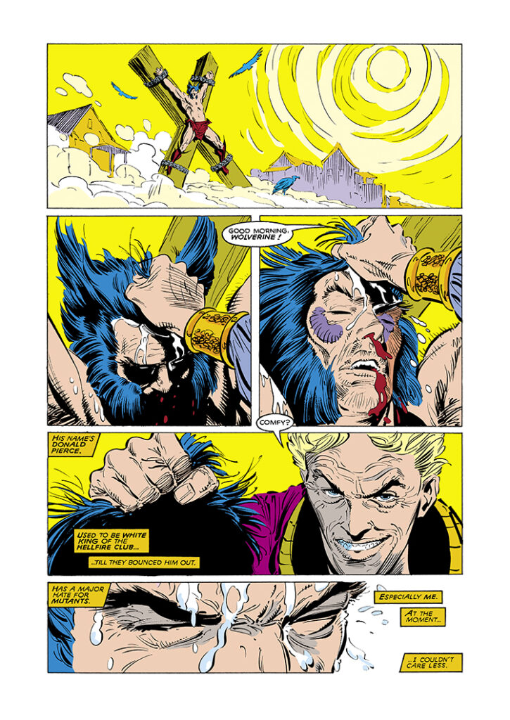 Uncanny X-Men #251, pg. 2; pencils, Marc Silvestri; inks, Dan Green; Wolverine, Donald Pierce