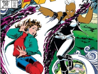 Uncanny X-Men #180 cover; pencils, John Romita Jr.; inks, Dan Green; Storm mohawk and Kitty Pryde