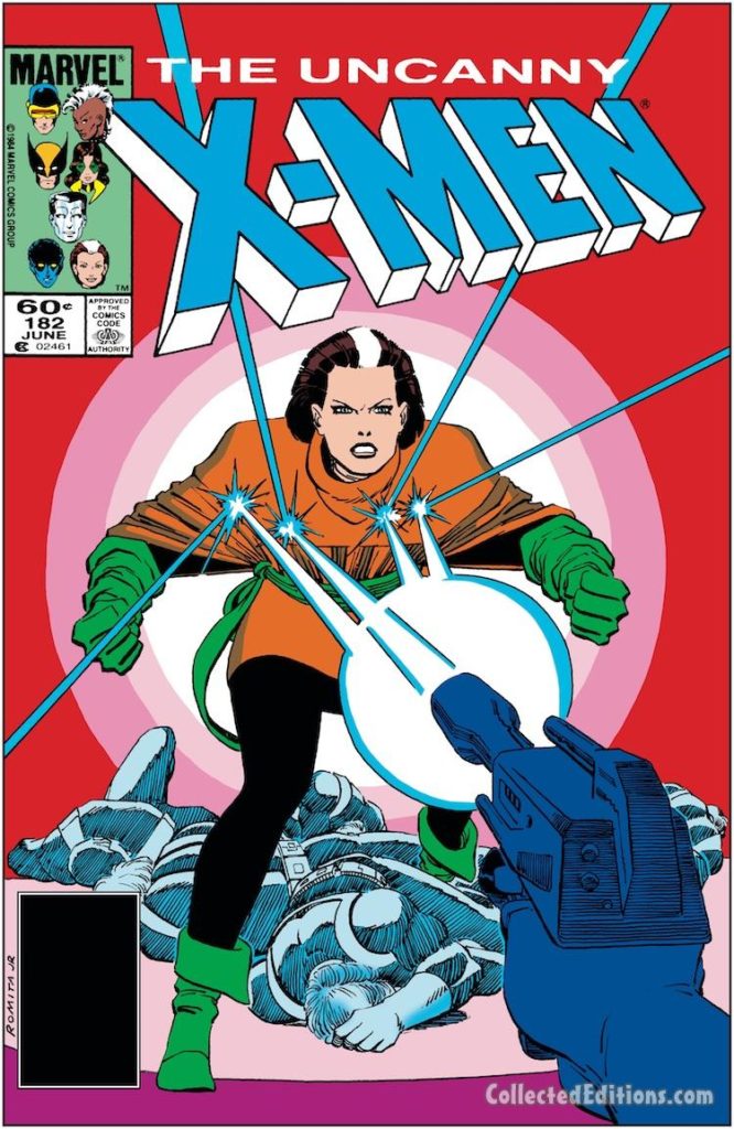 Uncanny X-Men #182 cover; pencils and inks, John Romita Jr.; Rogue solo story