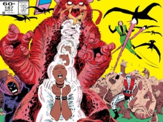 Uncanny X-Men #187 cover; pencils, John Romita Jr.; inks, Dan Green; Storm/Dire Wraiths