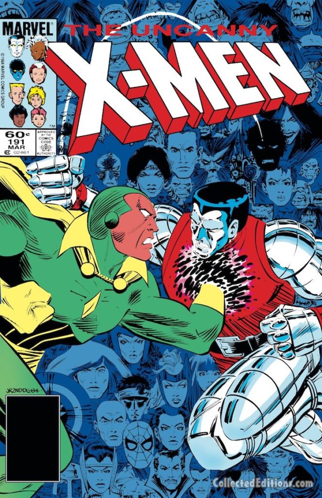 Uncanny X-Men #191 cover; pencils, John Romita Jr.; inks, Dan Green