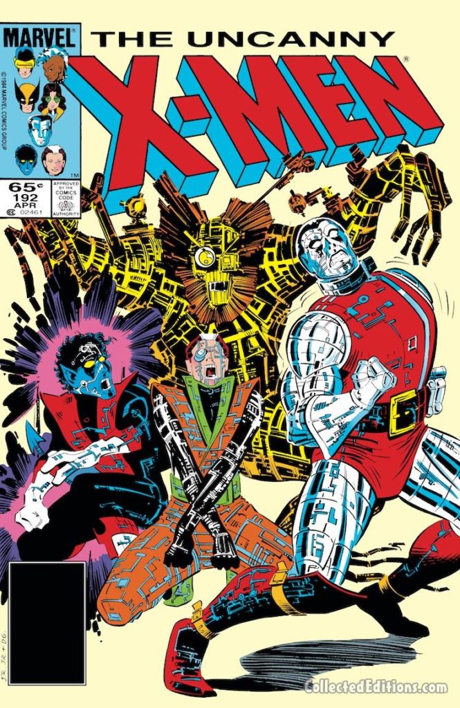 Uncanny X-Men #192 cover; pencils, John Romita Jr.; inks, Dan Green; Warlock