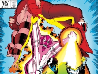 Uncanny X-Men #194 cover; pencils, John Romita, Jr.; inks, Dan Green