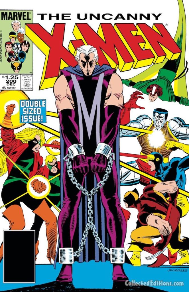 Uncanny X-Men #200 cover; pencils, John Romita, Jr.; Trial of Magneto