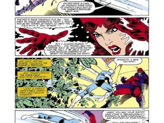 Vision and the Scarlet Witch #4, pg. 16; pencils, Rick Leonardi; inks, Ian Akin, Brian Garvey, Magneto, Quicksilver