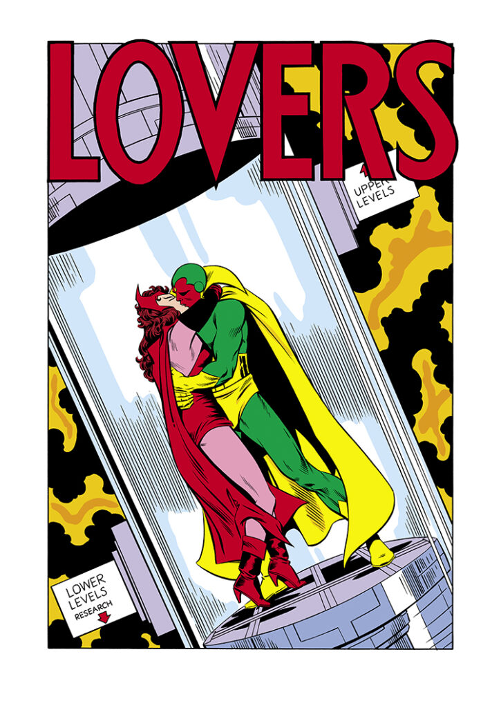 Vision and Scarlet Witch #1, pg. 10; pencils, Richard Howell; inks, Andy Mushysnky; Lovers splash page