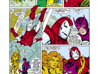 Vision and Scarlet Witch (1985) #1, pg. 19; pencils, Richard Howell; inks, Andy Mushynsky Vision and Scarlet Witch (1985) #1, pg. 19; pencils, Richard Howell; inks, Andy Mushynsky; West Coast Avengers, Iron Man, Tigra, Hawkeye