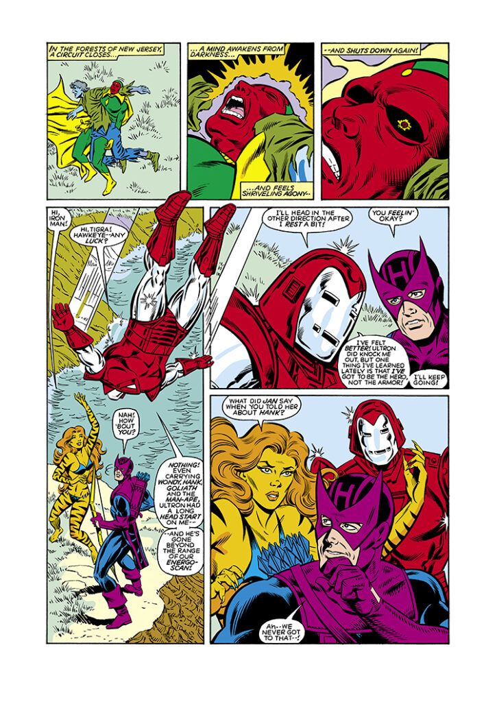 Vision and Scarlet Witch (1985) #1, pg. 19; pencils, Richard Howell; inks, Andy Mushynsky; West Coast Avengers, Iron Man, Tigra, Hawkeye