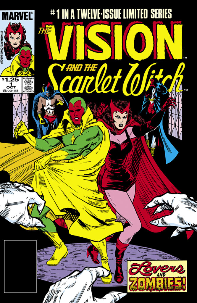 Vision and Scarlet Witch #1 cover; pencils and inks, Richard Howell; Twelve-Issue Limited Series, Lovers and Zombies, Black Talon, Nekra