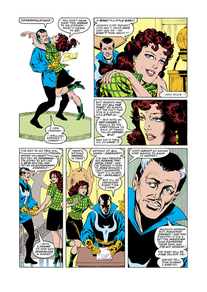 Vision and Scarlet Witch #4, pg. 2; pencils, Richard Howell; inks, Jim Mooney; Doctor Strange