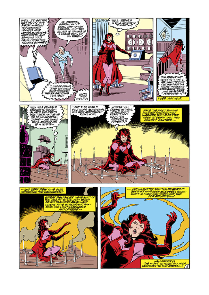 Vision and Scarlet Witch #5, pg. 5; pencils, Richard Howell; inks, Jack Abel; Quicksilver