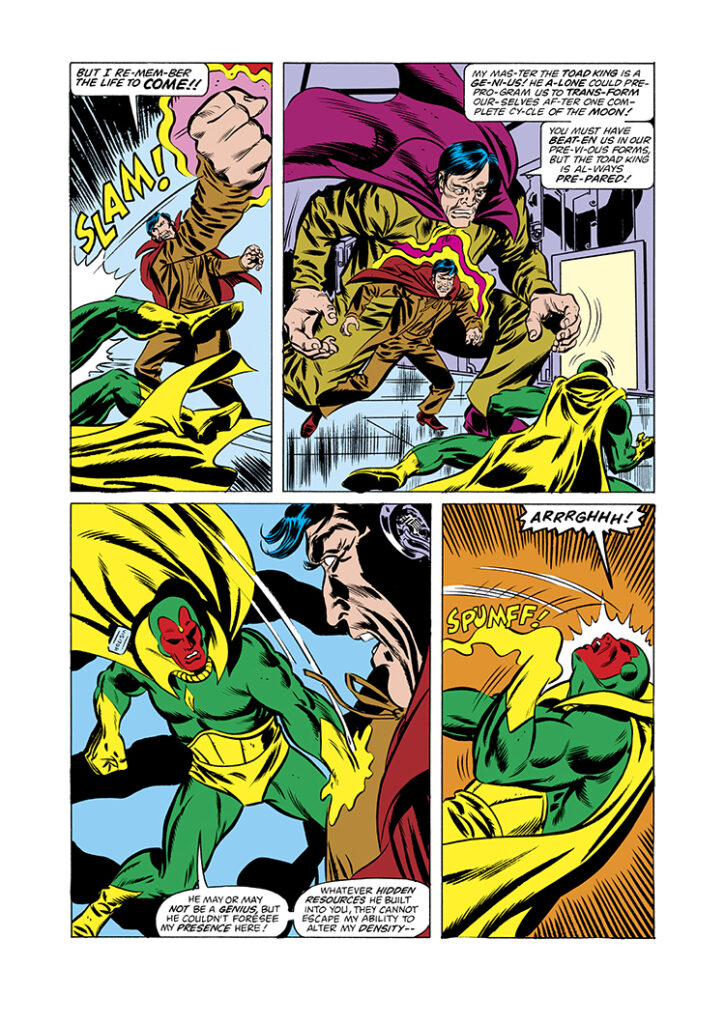 Vision and Scarlet Witch #7, pg. 9; pencils, Richard Howell; inks, Frank Springer; Mastermind robot