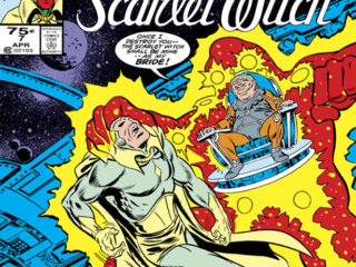 Vision and Scarlet Witch #7 cover; pencils, Richard Howell; inks, Frank Springer; Twelve-Issue Limited Series, Terrible Toad-King