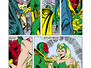 Vision and Scarlet Witch #9, pg. 7; pencils, Richard Howell; inks, Frank Springer; Enchantress