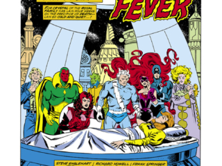 Vision and Scarlet Witch #10, pg. 1; pencils, Richard Howell; inks, Frank Springer; Spring Fever, splash page, Stan Lee Presents, Steve Englehart, Crystal, Medusa, Black Bolt, Triton, Attilan, Inhumans, Ann Nocenti