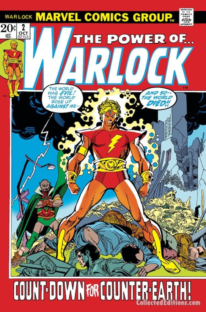 Warlock #2 cover; pencils and inks, Gil Kane; Count-Down for Counter-Earth, Countdown, Adam Warlock