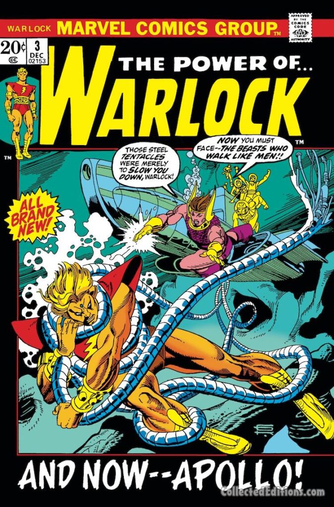 Warlock #3 cover; pencils and inks, Gil Kane; Apollo, Adam Warlock