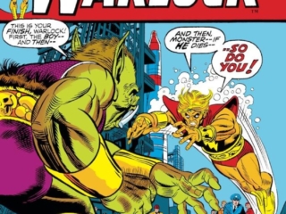 Warlock #4 cover; pencils, Gil Kane; inks, Joe Sinnott; Demon Called Trax, Adam Warlock