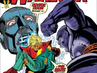 Warlock #7 cover; pencils, Gil Kane; inks, Frank Giacoia; Adam Warlock, Doctor Doom, the Brute