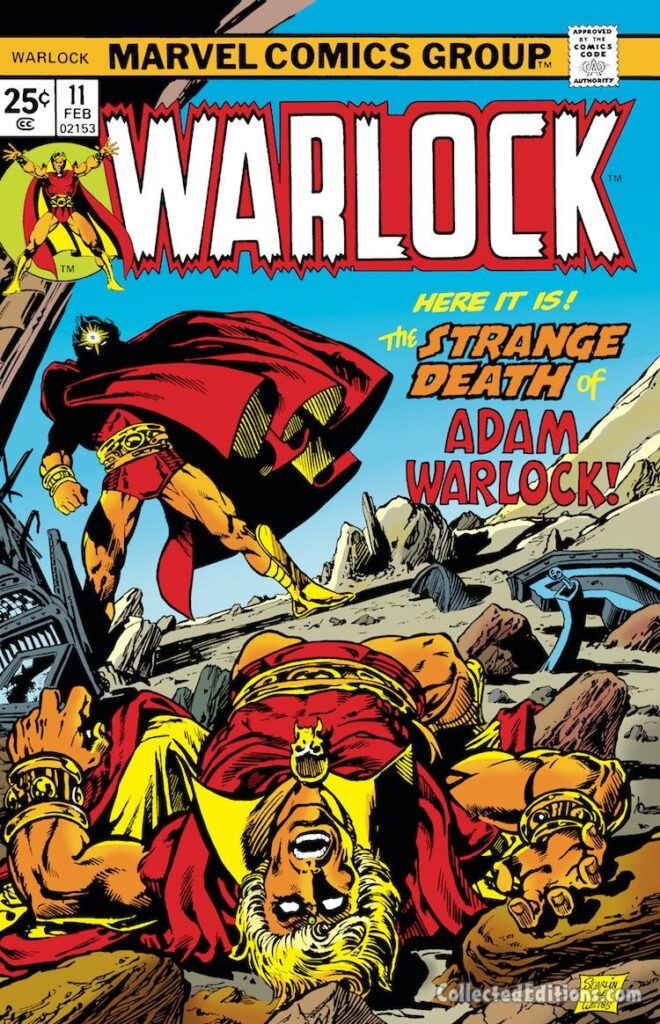Warlock #11 cover; pencils, Jim Starlin; inks, Alan Weiss; The Strange Death of Adam Warlock, Magus