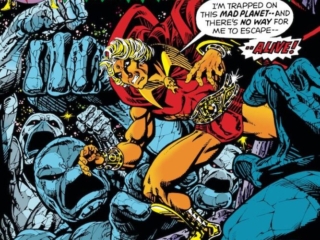 Warlock #13 cover; pencils and inks, Jim Starlin; Adam Warlock; Star-Thief