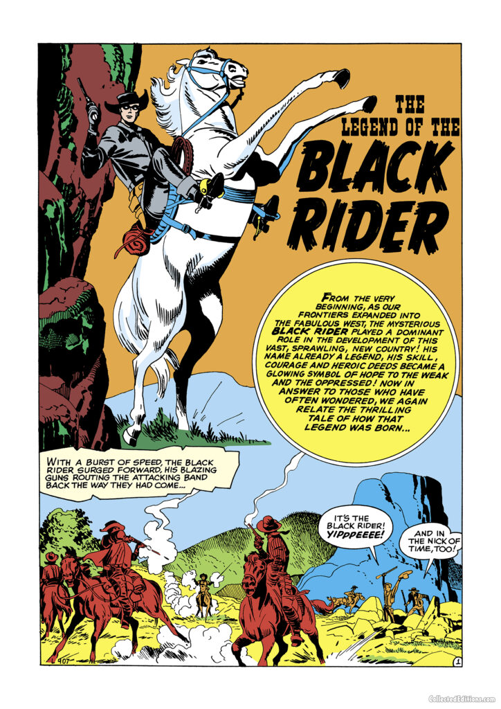 Black Rider Rides Again #1. &ldquo;The Legend of the Black Rider&rdquo;, pg. 1; pencils and inks, Jack Kirby
