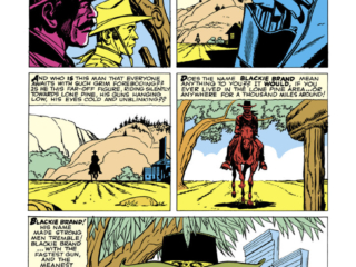 Kid Colt Outlaw #96. “Return of the Bad Man!”, pg. 2; pencils, Jack Kirby; inks, Dick Ayers Kid Colt Outlaw #96. “Return of the Bad Man!”, pg. 2; pencils, Jack Kirby; inks, Dick Ayers; Blackie Brand