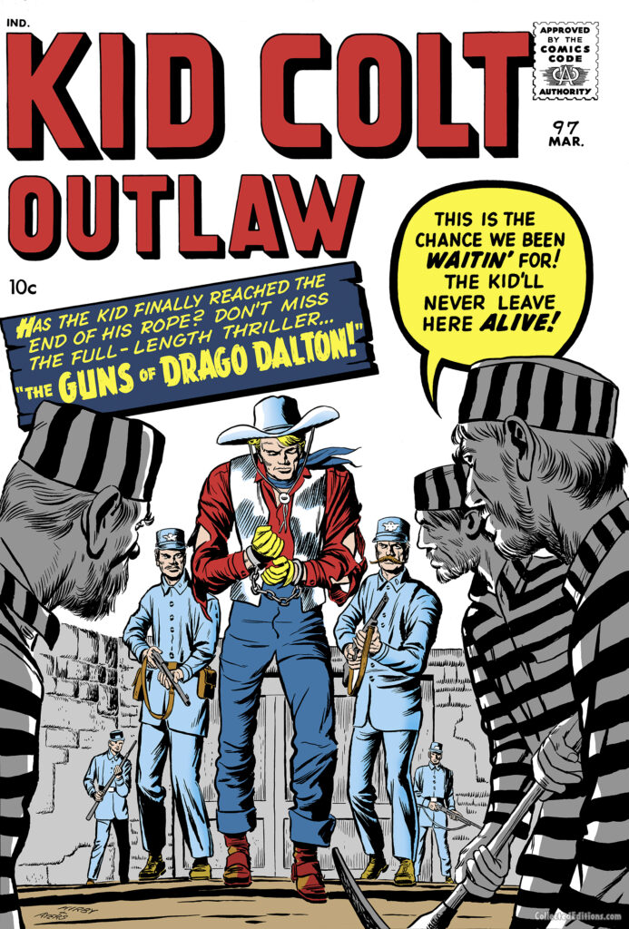 Kid Colt Outlaw #97 cover; pencils, Jack Kirby; inks, Dick Ayers; The Guns of Drago Dalton