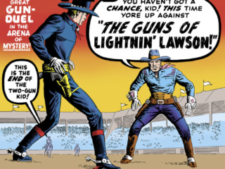 Two Gun Kid #52 cover; pencils, Jack Kirby; inks, Steve Ditko Two Gun Kid #52 cover; pencils, Jack Kirby; inks, Steve Ditko; The Guns of Lightnin' Lawson; Great Gun Duel in the Arena of Mystery, Apaches Strike