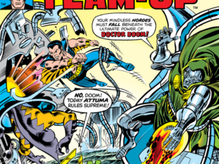 Super-Villain Team-Up #3 cover; pencils, Ed Hannigan; inks, Joe Sinnott; Doctor Doom, Sub-Mariner