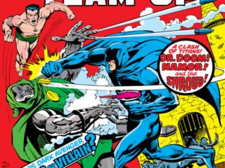 Super-Villain Team-Up #7 cover; pencils, Rich Buckler; inks, Klaus Janson; Doctor Doom, Sub-Mariner, The Shroud