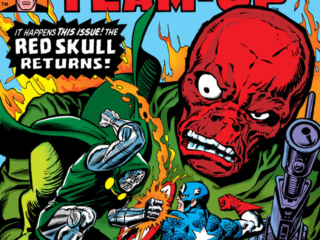Super-Villain Team-Up #10 cover; pencils, Gil Kane; inks, Ernie Chan; alterations; John Romita Sr.; Red Skull Returns, Doctor Doom, Captain America