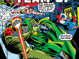 Super-Villain Team-Up #11 cover; pencils, Dave Cockrum; inks, Joe Sinnott; Last Stand in Latveria, Doctor Doom, Namor