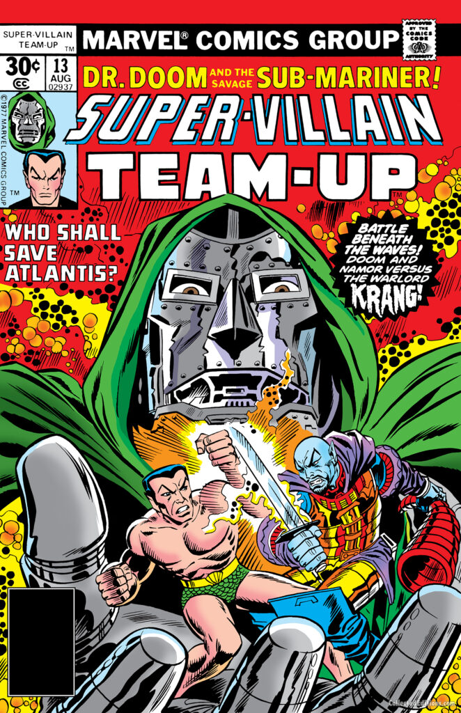 Super-Villain Team-Up #13 cover; pencils, Keith Giffen; inks, Frank Giacoia; Doctor Doom, Who Shall Save Atlantis