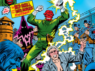 Super-Villain Team-Up #16 cover; pencils, Al Milgrom; inks, Frank Giacoia; Prisoners of Skull Island, Red Skull, Hate-Monger