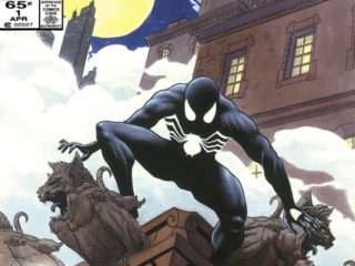 Web of Spider-Man #1 cover; painted art, Charles Vess; black costume