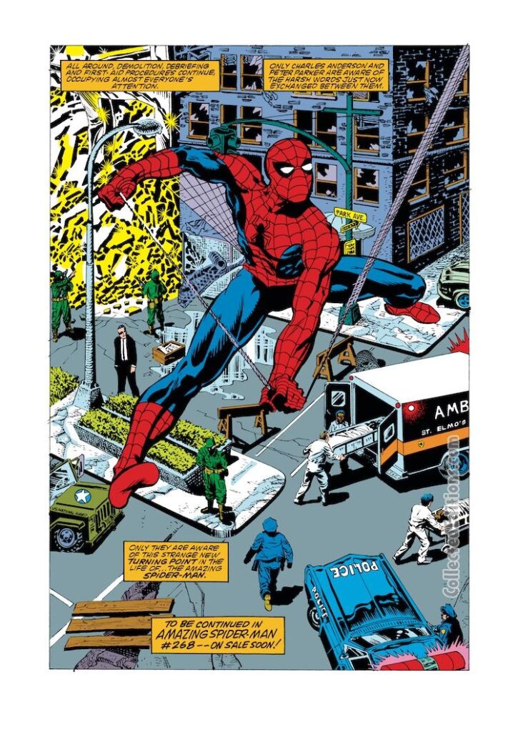 Web of Spider-Man #6, pg. 23; layouts, Mike Harris; pencils and inks, Jim Mooney, Secret Wars II crossover