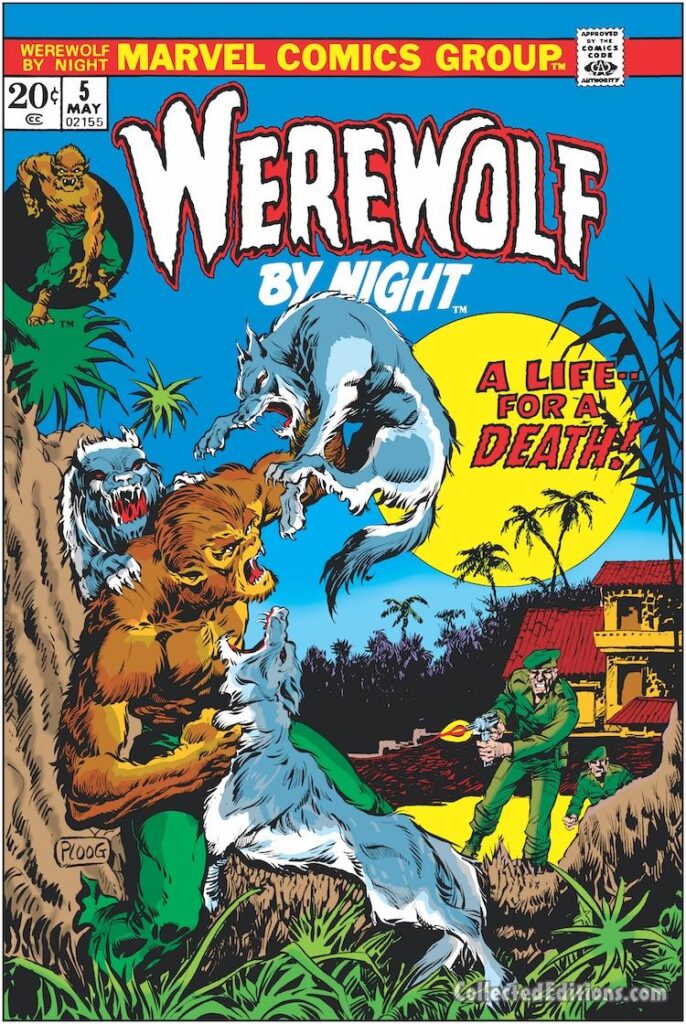 Werewolf by Night #5 cover; pencils and inks, Mike Ploog; A Life for Death, Jack Russell