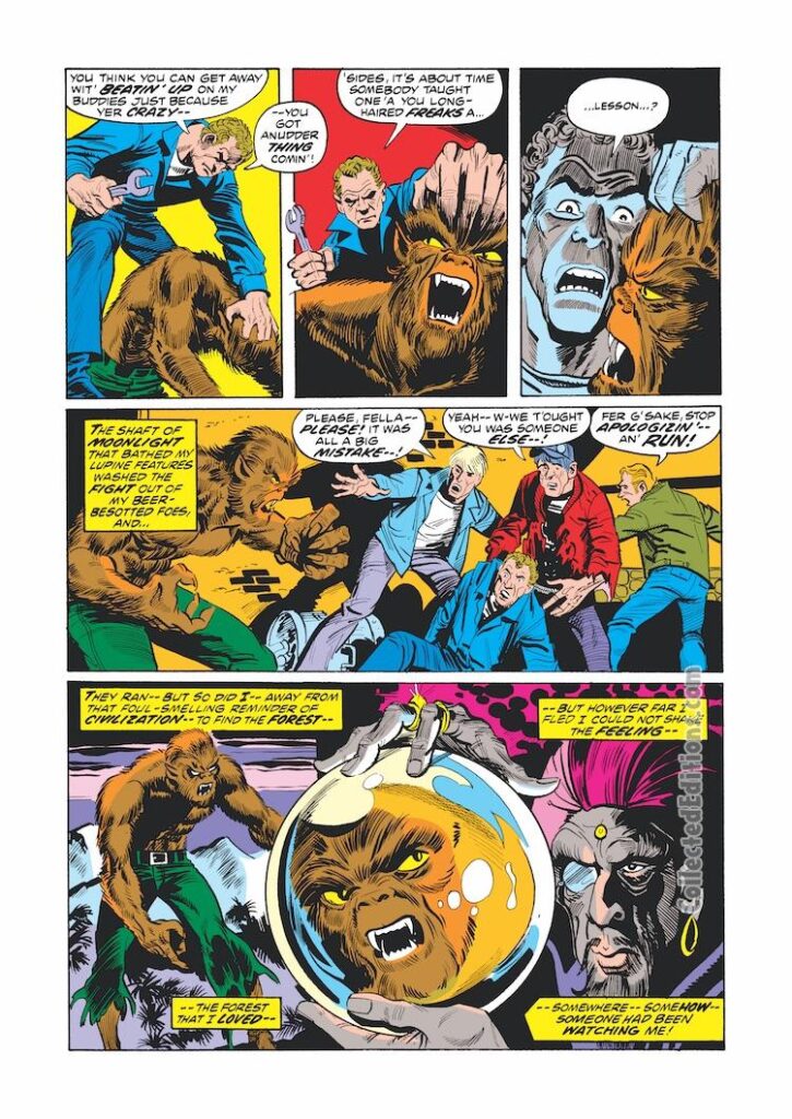 Werewolf by Night #6, pg. 5; pencils, Mike Ploog; inks, Frank Bolle; Swami Rihva, first appearance, Jack Russell